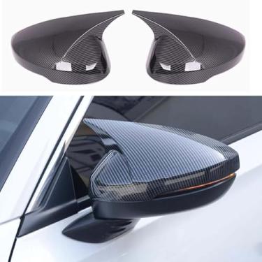 Imagem de Para acessórios Civic de 11ª geração capa de espelho lateral tampa de espelho retrovisor externo para Honda Civic 2022 2023 2024 2025 (padrão de fibra de carbono)