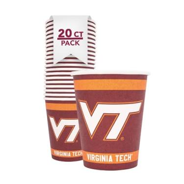 Imagem de Desert Cactus Copos de papel Virginia Tech VT Hokies 20 unidades 255 g Copos de bebidas frias para portas traseiras, formatura e eventos (Design A)