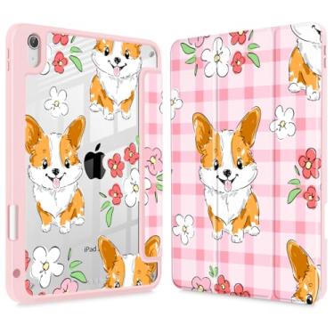 Imagem de May Chen Capa para iPad Air 11 (M3 2025 / M2 2024) 7º 6º, iPad Air 4 e 5 de 10,9 polegadas, 5º 4º (2022/2020), [Suporte de penceil] Suporte triplo para despertar/hibernar, capa traseira transparente
