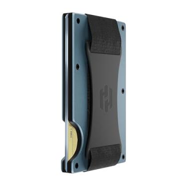 Imagem de Carteira masculina – redesenhada com um toque moderno – elegante, minimalista e sem costura, equipada com clipe para dinheiro com bloqueio de RFID (estilo fibra de carbono), Pedra lavada (cinza