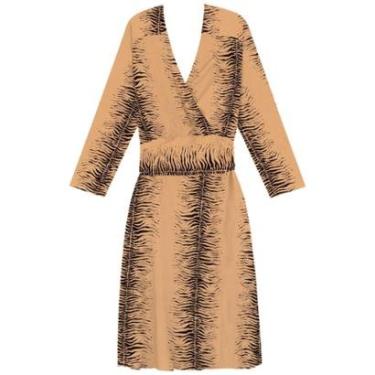 Imagem de Vestido Estampado Chá De Mangas Longas Com Decote Em V-Feminino