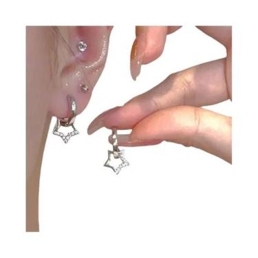 Imagem de Brincos De Argola Mini Estrela Em Zircônia Prateada Para Mulheres, Joi