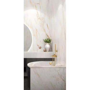 Imagem de Papel de Parede Madeira Ripado Mármore Adesivo Lavável 5m 10m 15m 20m AutoColante Sala Quarto Móveis(Mármore Dourado,5 Metros (1 rolo))