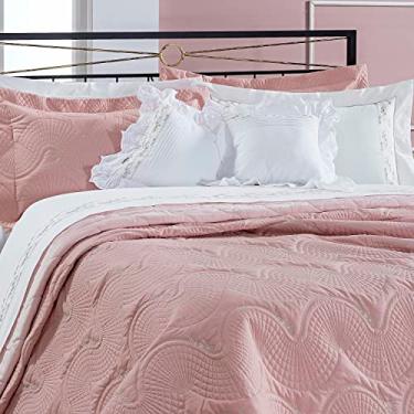 Imagem de Roupa de Cama Casal Lisse - 4 peças - Percal 200 fios - Jogo de Lençol Bordado - Rose - Bernadete Casa