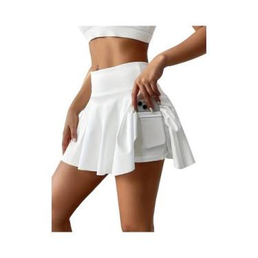 Imagem de Saia Mini Plissada De Cintura Alta Para Mulheres, Secagem Rápida, Com 