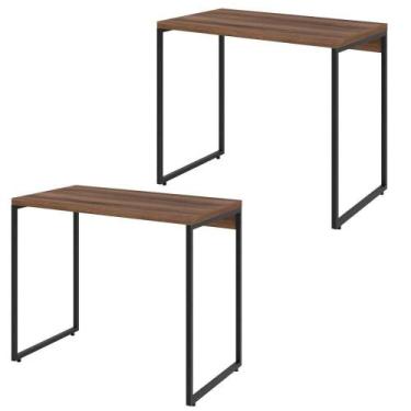 Imagem de Kit 02 Mesas Escritório E Home Office Aspen 90 Cm C01 Nogal - LYAM DEC