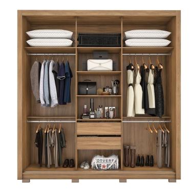 Imagem de Guarda Roupa Casal Moema 3 Portas  Amêndola Preto  Com Espelho E Pés - Demóbile Amêndola Preto