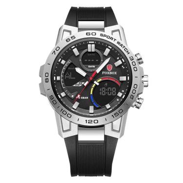 Imagem de Relógio Masculino Digital De Exibição Dupla à Prova D 'água Esportivo Prata