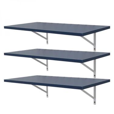 Imagem de Kit 3 Prateleiras 90 x 25cm Azul com Mão Francesa