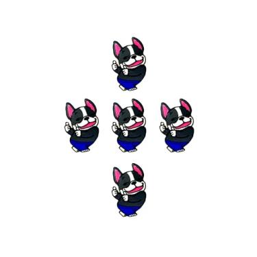 Imagem de Ploen Conjunto de 5 peças Mini Bulldog Francês Filhote de Cachorro Ploen Logotipo Bonito Desenho Animado 4 Patches Costurar Ferro em Aplique Bordado Emblema Sinal Remendo Roupas DIY Fantasia