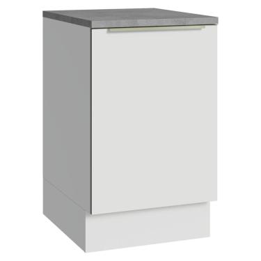 Imagem de Balcão de Cozinha 50cm 1 Porta (Com Tampo) Branco Veludo Lux Madesa