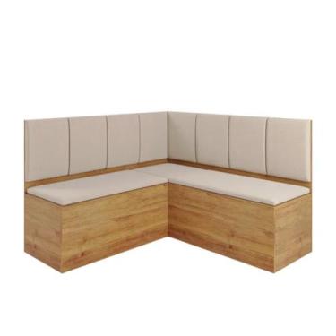 Imagem de Banco de Canto Baú para Mesa de Jantar Soberano Linho Cinza e Mel - Vi