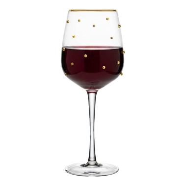 Imagem de Taça De Vinho Tinto 350ml Vidro Com Borda Dourada Linha Balls Wolff