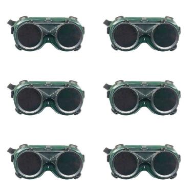 Imagem de Oculos De Solda Kit 6 Uni Protecao EPI Mascara Articulavel Dupla Lente Para Soldador Com Filtro Equipamento Profissional