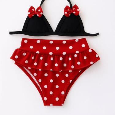 Imagem de Biquíni Bebê Cintura Alta Sullins Com Babado E Laço, Listrado, 8