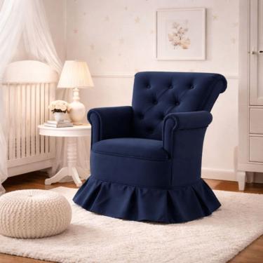 Imagem de Poltrona Amamentação Quarto Bebê Confortável Descanso Sala Leitura Suede Cor:suede Azul