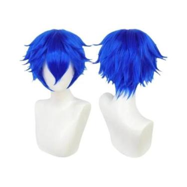 Imagem de Peruca Curta Masculina Para Cosplay Sintética Prata Vermelha Rosa Loir