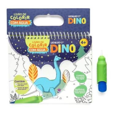 Imagem de Livro de Colorir com Água Dino com 1 Unidade 4 Páginas + Pincel Leo&Le