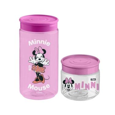Imagem de Jogo 2 Mini Pote Multiuso Minnie 160ml E 350ml Rosa Bpa Free Licenciado Disney