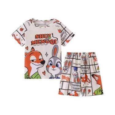 Imagem de Conjuntos De Pijamas De Verão Para Meninas Com Estampa De Desenhos Ani