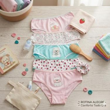 Imagem de Kit 10 Calcinha infantil para menina 100% Algodão Qualidade conforto -