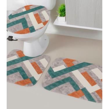 Imagem de Jogo De Banheiro Estampado Tapetes Junior Cinza - Tapetes Júnior, UN, 