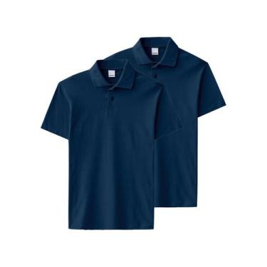 Imagem de Kit com 2 Camisetas Polo Masculina Malwee 1000004425, Azul marinho, GG