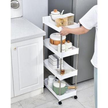 Imagem de Armário Carrinho Organizador Multiuso Com 4 Camadas Com Rodinhas Cozin