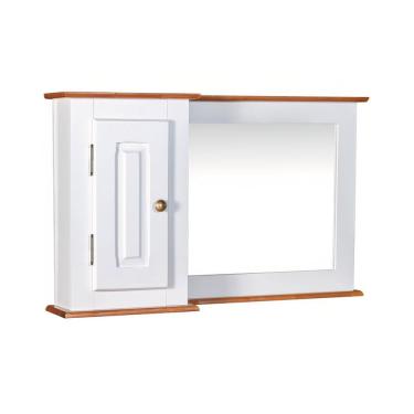 Imagem de Armário De Banheiro Com Espelho 1 Porta e Prateleira Dália 3059-97 Linz Móveis - Branco/Imbuia Glazer