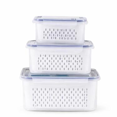 Imagem de Kit 3 Potes Organizadores para Geladeira Herméticos com Travas e Vedação de Silicone, C...