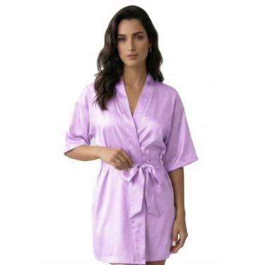 Imagem de Robe de Cetim Lilás Delicado para Noiva - Carvalho Confecções, PP