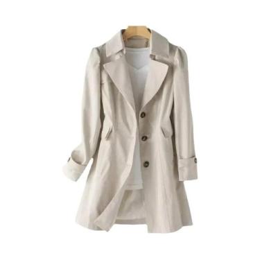 Imagem de Casaco Feminino Longo Casual Corta-Vento Moda Coreana Primavera Outono