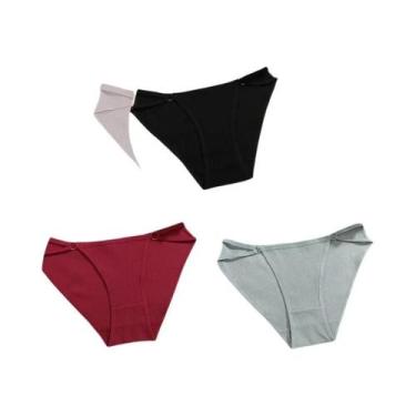 Imagem de Calcinhas De Algodão Listradas Para Mulheres 3PCS Lingerie Sexy Respir