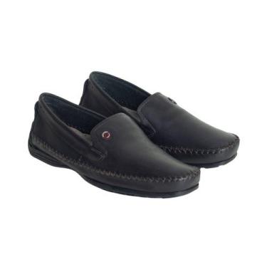 Imagem de Sapatilha Masculino Em Couro Pegada Preta, Preto, 43