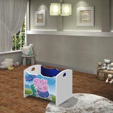 Imagem de Caixa Baú Organizadora De Brinquedos Infantil Mdf Luna George Azul - M