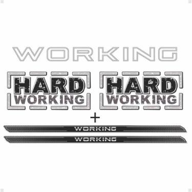 Imagem de Kit Adesivo Hard Working Lateral + Soleira Black Over Strada - SPORTIN