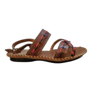 Imagem de Sandalia Feminino New Born Ultraconforto Couro Casual Tiras Trançado 2194 Marrom-Masculino