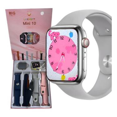 Imagem de Smartwatch W10 Mini 8 Pulseiras Cinza Series 10 Microwear Amoled Chat 