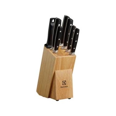 Imagem de Jogo de Facas Electrolux Inox A21194501 8 Peças, Inox, Preto e Bambu