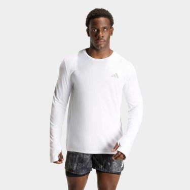Imagem de Camiseta Adidas Manga Longa Essentials Masculina, Branco, GG