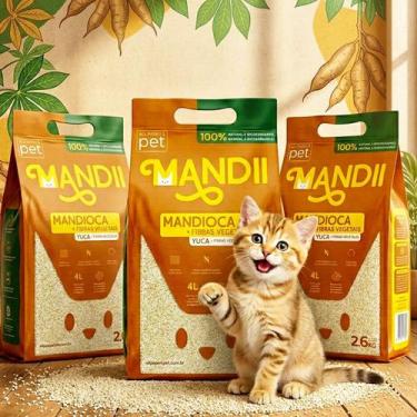 Imagem de Kit 3 Areia Gato Mandii 7,8Kg MAndioca Fibra Super Fina - ALL PAPERS