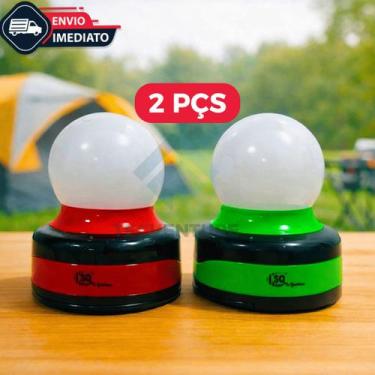 Imagem de Kit 2 Pçs Luminária Abajur De Led A Pilha Base Com Imã Lanterna Multiu
