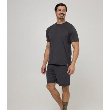 Imagem de Pijama Curto Masculino Meia Malha Evanilda Preto, M, Preto