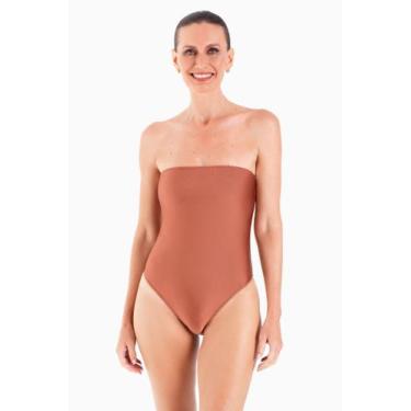 Imagem de Maiô bandeau marrom - Silvia Schaefer Beachwear, M