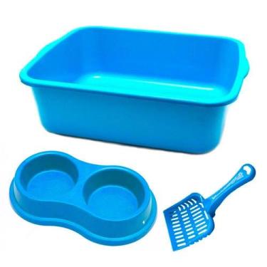 Imagem de Kit Higiênico Para Gatos Comedouro e Bebedouro + Bandeja + Pá Higiênic