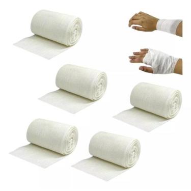 Imagem de Bandagem Atadura Rayon Medicinal Para Curativo Feridas Kit 5 Unidades 