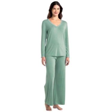 Imagem de Pijama Feminino Longo Pantalona Soft She 870.11, Verde claro, M