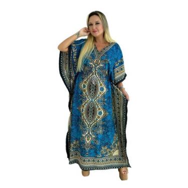 Imagem de Vestido Kaftan Indiano Longo Estampado Plus Size - Cod. 1204 - ALÉCI F