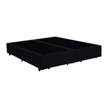 Imagem de Cama Box Casal Bipartido Homequeen Suede Preto 40x138x188 Estrutura em Madeira Conforto