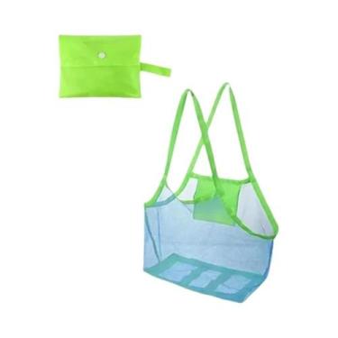 Imagem de Bolsa De Praia Grande Multicolorida Em Malha Respirável Dobrável Portá
